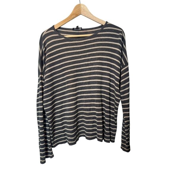 Eileen Fisher Striped Long Sleeve Top Size Small | Minimalist Coastal Essential - Picture 1 of 2